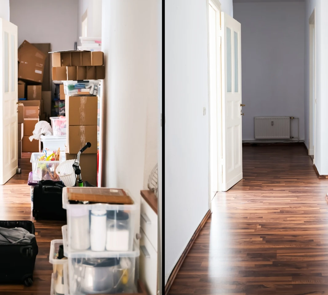 Vorher-Nachher-Vergleich einer Entrümpelung in Oelde – Wohnung vor und nach der Räumung